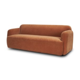 Saga Stonewashed Rust Chenille Fabric 3 Seater Sofa