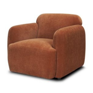 Saga Stonewashed Rust Chenille Fabric Upholstered Chair