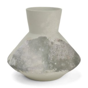 Velo 8.1H White w/Green Hand-Painted Terracotta Decorative Vase