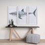 14904 - Great White Shark by Ariana a Triptych Hand Embellished Textured Framed Art Print Matted under Glass