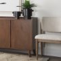 69945 - Lillie 36.0L x 16.0W x 32.0H Medium Brown Wood 2 Door Tray Top Accent Cabinet 