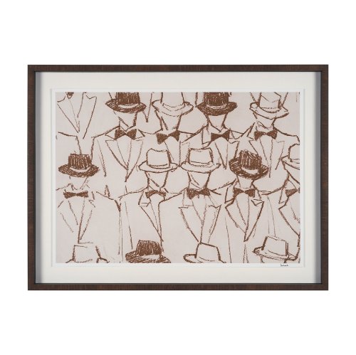 16085 - Bow Ties by Mercana Studio Hand-Embellished Framed Artwork Matted under Glass