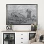 14532 - Farm view sketch II by Mercana Studio Hand Embellished Textured Framed Art Print Matted under Glass
