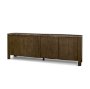 71391-AB - Kendrix Dark Brown Oak Wood Cappuccino Marble 4 Door Closed Sideboard