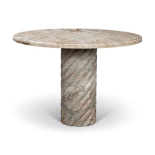 Ravello 42" Round Pedestal Dining Table | Pink Marble | Seats 4