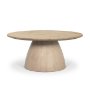 71350-AB - Allyson 36" Light Wood Base w/ Travertine Top Coffee Table
