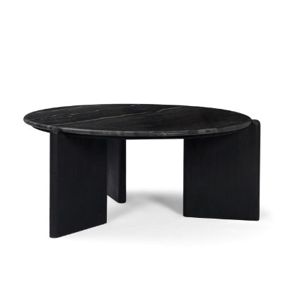 71352-AB - Rumer Black Wood w/ Black Marble Coffee Table