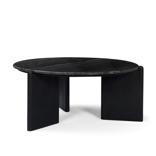 71352-AB - Rumer Black Wood w/ Black Marble Coffee Table