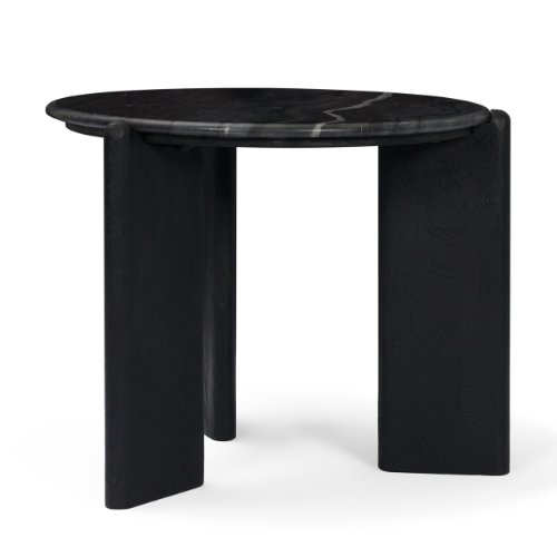 71354 - Rumer Black Wood w/ Black Marble Side Table