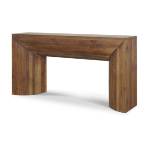 Vance Mid-Dark Brown Reclaimed Wood Rounded Console Table