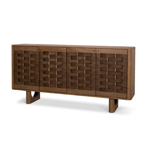 71374 - Wexlan Solid Wood w/ Leather Weave 4 Door Closed Sideboard