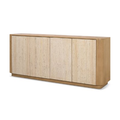 71376 - Serrin Solid Wood w/ Travertine 4 Door Closed Sideboard