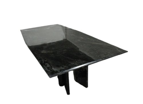 71355-ABC - Rionne 94.5" Solid Black Marble Angled Rectangular Dining Table