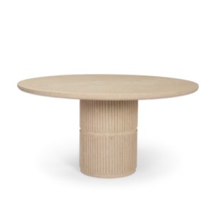 Sorrano 59" Round Pedestal Dining Table | Botticino Marble | Seats 6