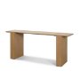 71330-AB - Milos Travertine Top w/ Light Brown Oak Wood Console Table
