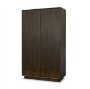 71340 - Cinder Distressed Dark Brown Wood Reeded 2-Door Closed Tall Cabinet