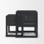 71147 - Grier Set of 2 Black Wood w/ Black Cane Nesting Accent Tables