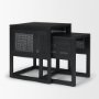 71147 - Grier Set of 2 Black Wood w/ Black Cane Nesting Accent Tables