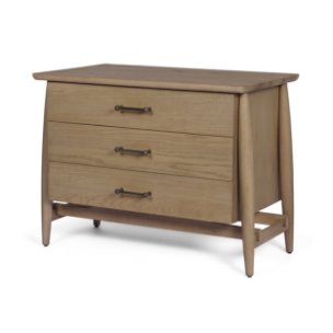 Hollis Gray-Brown Wood 3-Drawer Closed Nightstand