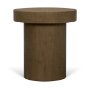 71344 - Lyonne Round Medium Brown Oak Wood Pedestal Side Tables