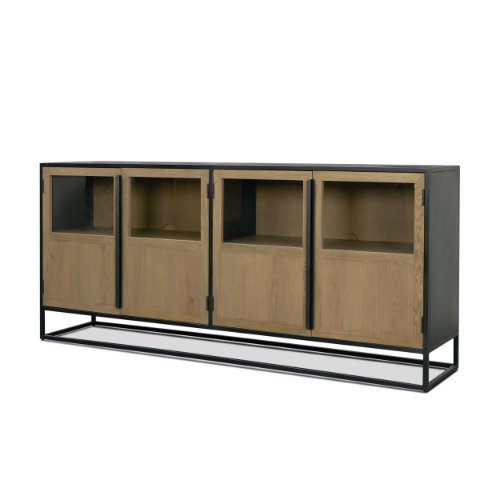 71347 - Sloan 80" Light Brown Wood W/Black Metal Frame Sideboard