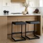 69175 - Kiran 17L x 17W x 26H Black Wood W/ Black Metal Base C-Shape Counter Stool