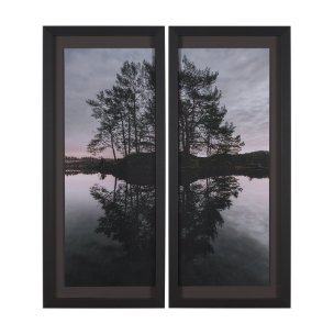 Stupell Industries Tree on Lake (Set of 2) by Thomas Tepstad Berge Framed Photo Print under Glass