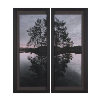 16138 - Stupell Industries Tree on Lake (Set of 2) by Thomas Tepstad Berge Framed Photo Print under Glass