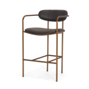 Parker Backless 36.5in Seat Counter Stool | Charcoal Brown Leather