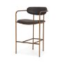 71426 - Parker Charcoal-Brown Leather Seat Gold Metal Counter Stool