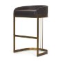 71423 - Hollyfield Brown Charcoal Leather Seat Gold Metal Base Bar Stool