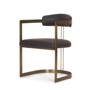 Hollyfield Curved Back Dining Side Chair | Leather w/ Iron