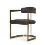 71421 - Hollyfield II Charcoal-Brown Leather Seat Gold Iron Frame Dining Chair