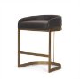 71422 - Hollyfield II Charcoal-Brown Leather Seat Gold Metal Base Counter Stool