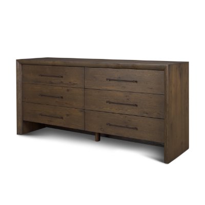 71238 - Belford 6-Drawer Dark Brown Oak Wood Dresser