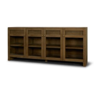 Suri Mid Brown Wood w/ Glass 4-Door Closed Sideboard