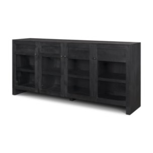 Suri Black Wood w/ Glass 4-Door Closed Sideboard