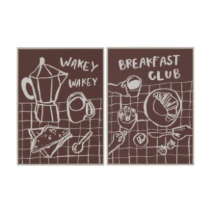 Breakfast Doodles(Set 2) by Jenaya Jackson Hand-Embellished Texture Frame Artwork Matted under Glass