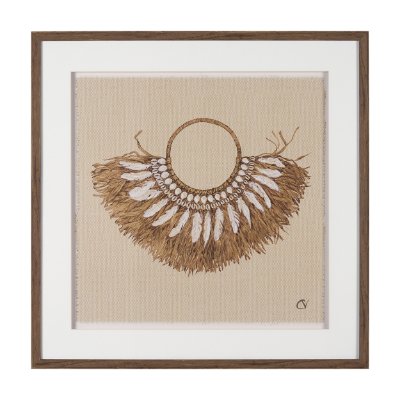 16144 - Papua Necklace II by Mercana Studio Hand-Embellished Textured Framed Artwork Matted under Glass