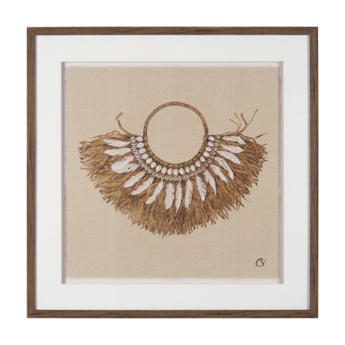 16144 - Papua Necklace II by Mercana Studio Hand-Embellished Textured Framed Artwork Matted under Glass
