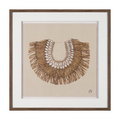 16145 - Papua Necklace III by Mercana Studio Hand-Embellished Textured Framed Artwork Matted under Glass