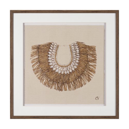 16145 - Papua Necklace III by Mercana Studio Hand-Embellished Textured Framed Artwork Matted under Glass