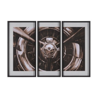 16148 - Vintage Propeller (Sepia) (Set of 3) by Ethan Harper Framed Artwork Matted under Glass