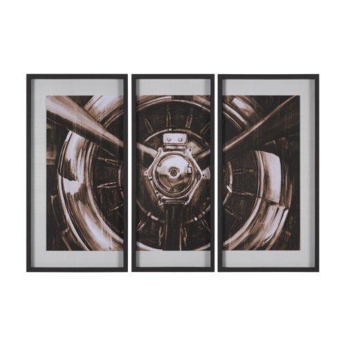 16148 - Vintage Propeller (Sepia) (Set of 3) by Ethan Harper Framed Artwork Matted under Glass