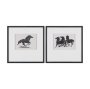 16149 - Zwarte Paarden (Set of 2) by Leo Gestel Hand-Embellished Framed Artwork Matted under Glass