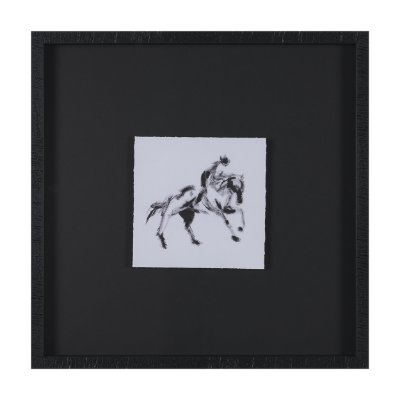 16150 - Galloping Silhouette by Santhosh ch Hand-Embellished Framed Artwork Matted under Glass