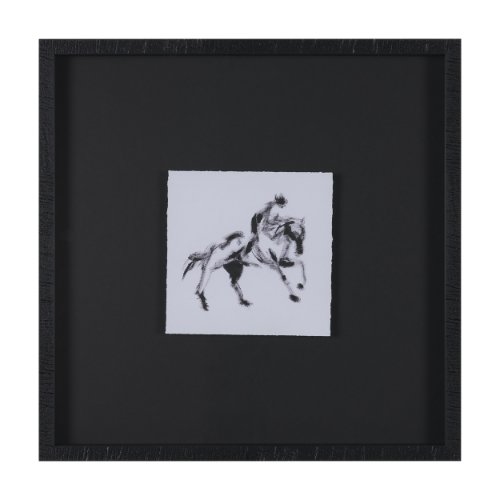 16150 - Galloping Silhouette by Santhosh ch Hand-Embellished Framed Artwork Matted under Glass