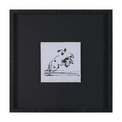 16151 - Galloping Gracefully by Santhosh ch Hand-Embellished Framed Artwork Matted under Glass
