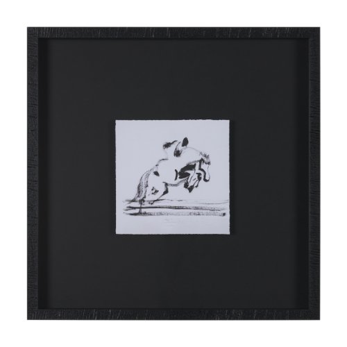 16151 - Galloping Gracefully by Santhosh ch Hand-Embellished Framed Artwork Matted under Glass