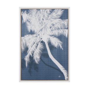 Palm Shadow I (Blue) by Mercana Studio Hand-Embellished Textured Framed Canvas Artwork